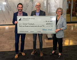 Check presentation for donation by National Life Group to Vermont Foodbank