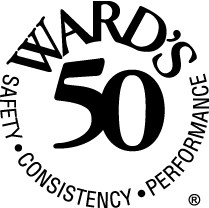 Ward&rsquo;s 50 logo with the words safety, consistency, and performance