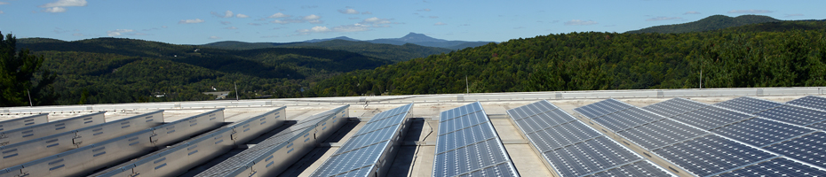 View of the solar array on the roof of National Life's office in Vermont