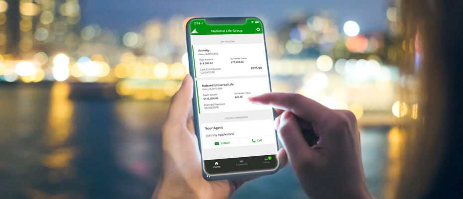Customer accessing their life insurance policy on the customer app