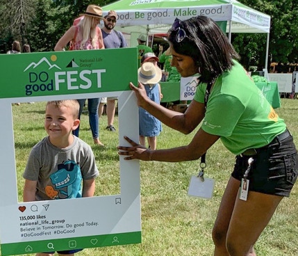 A Vermont employee volunteer works to ensure everyone has a great time at the Do Good Fest, our annual music festival held on the Vermont campus.
