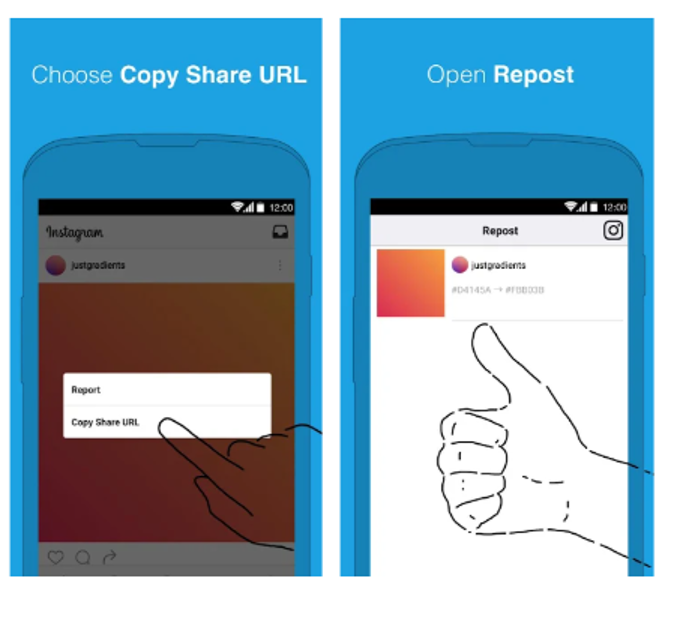 screenshot of sharing a post on Instagram