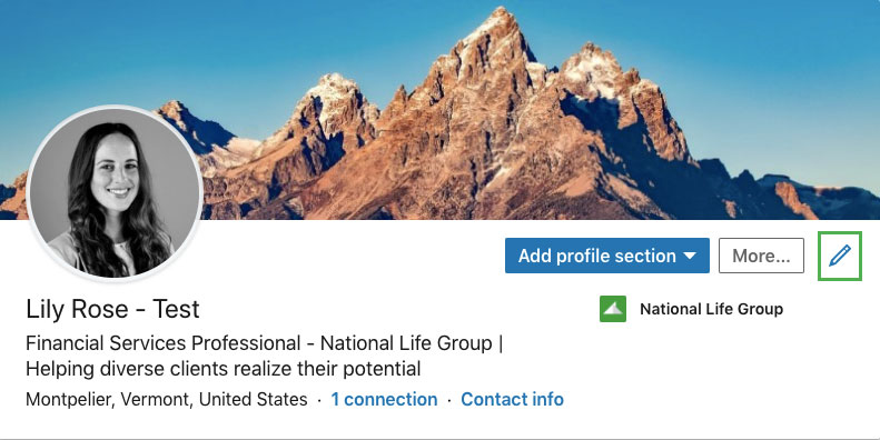 screenshot of a profile edit section on LinkedIn 
